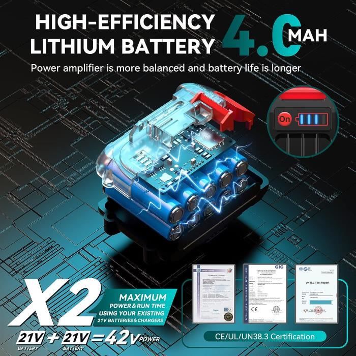 Tronçonneuse électrique sans fil 36 V 40 cm (40 cm) avec 2 batteries de