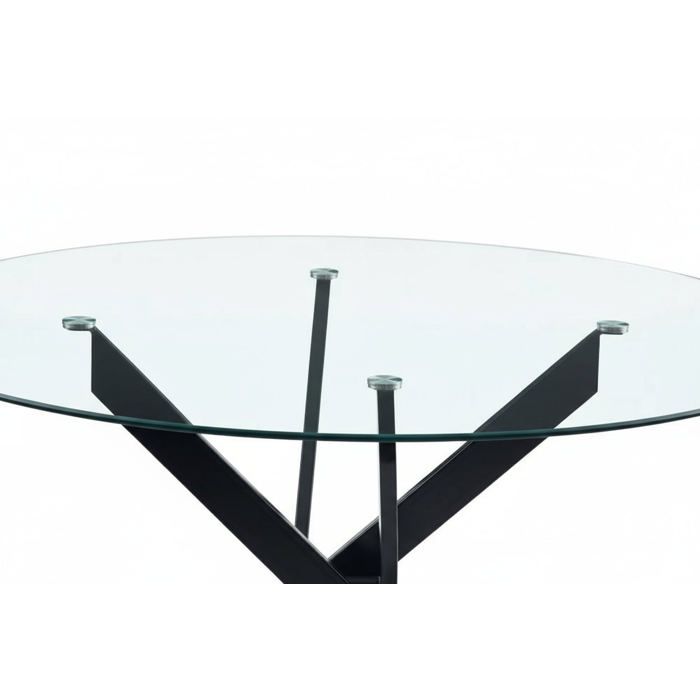 Table à manger ronde JESSICA TRANSPARENT pieds Métal noir 100 cm 4 ...