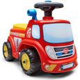 Porteur camion de pompier - trotteur avec klaxon, levier sonore et coffre - idee cadeau bébé enfant noel voiture marcheur jouet-0