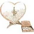 GOD12696-Livre d'or de mariage Registre d'invités alternatif avec cœurs en bois pour réception de mariage 80 coeurs-0