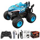 NAPASA Voiture Télécommandée - Monster Truck - 1:20 - Musique et Lumières - Cadeau Enfant 4+ Ans-Bleu