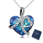 LOUISA SECRET Collier Femme - Argent sterling S925 avec Cristal Blue - Collier Coeur Femme - Cadeau pour Femme,Saint Valentin,Noel