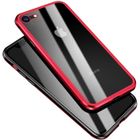 MOONCASE iPhone SE 2020 Coque Cadre en Métal Adsorption Magnétique Avant et Arrière Verre Trempé Housse Protection étui iPhone SE (2020)Rouge