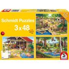 IAMS CHIEN Puzzle enfant 3x48 pièces - Tous mes animaux préférés - SCHMIDT AND SPIELE - Mixte - A partir de 4 ans