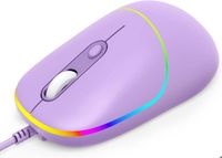 Souris filaire - Ergonomique &  silencieuse - 1000-6400 DPI - avec LED Optique - USB - pour Ordinateur Portable, PC - Violet
