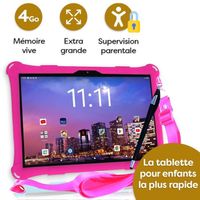 AngelTech Tablette Enfants XL PRO II - 10 Pouces - Beaucoup de Plaisir - Tablette Éducative - Apprendre en jouant - Rose - 4Go RAM