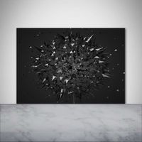 Tulup 100x70cm Crédence de cuisine sur verre sécurité:- Art: moderne classique - Abstraction 3d - Noir