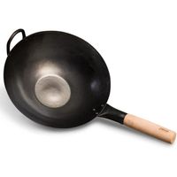 pasoli Wok | Brule a l'induction | Fond plat | pour la cuisiniere (y compris l'induction) | 36 cm de diametre | wok tradition