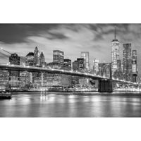 Papier Peint Photo INTISSÉ-NEW YORK BROOKLYN-(21842)-400x260 cm-8 lés-Mural Poster Géant XXL-Panorama-Pont NY Skyline Noir blanc   