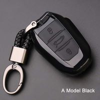 Coque clé,Étui porte clé de voiture En fiber de carbone, protection pour Peugeot 301 308S 308 408 2008 3008 4008 - Type A Black