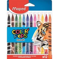 12 feutres de coloriage - Pointe moyenne - Assortiment - Color'Peps Animal - Maped