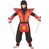 Déguisement ninja motifs dragons garçon - 7-8 ans (128 cm) - Rouge - Mousse légère