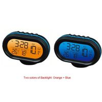 12V voiture thermomètre numérique Voltmètre horloge alarme moniteur multifonctionnel Auto indicateur de température,Bleu