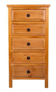 COMMODE DE CHAMBRE Commode, meuble de rangement en bois avec 5 tiroirs coloris naturel - Longueur 47 x Profondeur 37 x Hauteur 93 cm