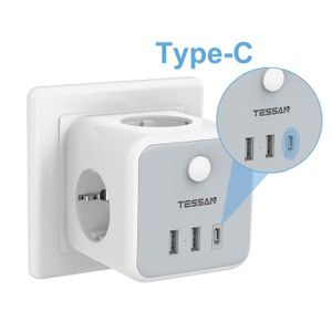 Acheter TESSAN Europe prises USB multiprise avec 2/3 Ports USB 2/4 prises  ca adaptateur de prise murale pour Smartphone, ordinateur portable,  appareil photo