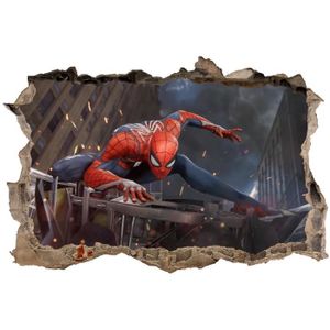 Stickers Muraux Spiderman Effet 3D - Autocollants Pour Chambre Enfant - WC398
