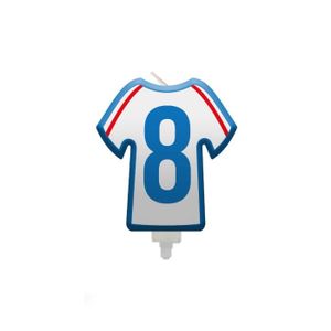 BOUGIE ANNIVERSAIRE BOUGIE CHIFFRE 8 MAILLOT FRANCE FOOTBALL 8CM  Blan