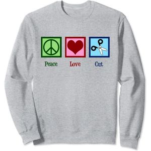 COIFFEUR - ESTHÉTIQUE Peace Love Cut Ciseaux De Coiffeur Sweatshirt[u1068]