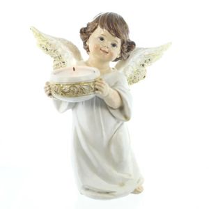 Statue Ange En Résine Sur Socle - Statuette Angélique - Bon état
