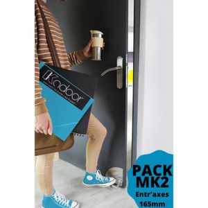 POIGNÉE DE PORTE Kadoor - Pack complet MK2 165 Ouvre porte au pied : Kit MK2 entraxe 165 + Plaques de propreté + Béquille antidérapante