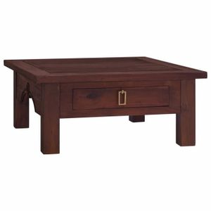TABLE BASSE Table basse - Bois d'acajou massif - Classique - 68x68x30 cm - Avec tiroir