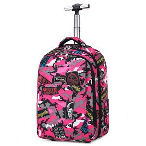 CARTABLE Cartable à roulette en Nylon fille Sac roulette Cartable garcon a roulette Sac college scolaire ecole rose rouge GH10