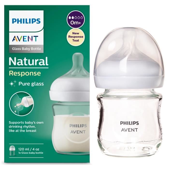 Philips Avent SCF051/17 Biberon Natural Verre 120 ml - 0 Mois+ : :  Bébé et Puériculture