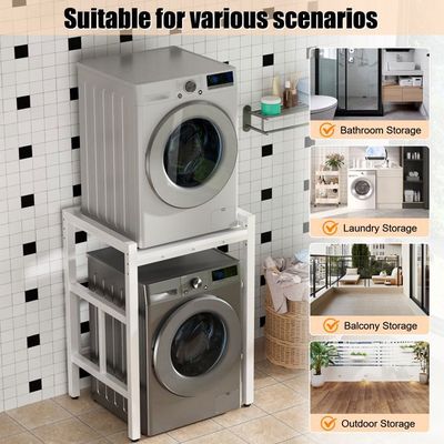 JXZ Meuble Machine à Laver, Superposition Lave Linge Seche Linge, 3 Hauteurs Réglables, Capacité Charge 300kg pour Buanderie Salon Salle De Bain Cuisine Balcon(Noir G