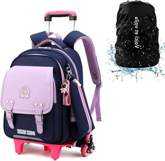 Sac à Dos à Roulettes Pour Enfant 6-12 Ans - Cartable Valise - Tissu Imperméable - Roues Silencieuses