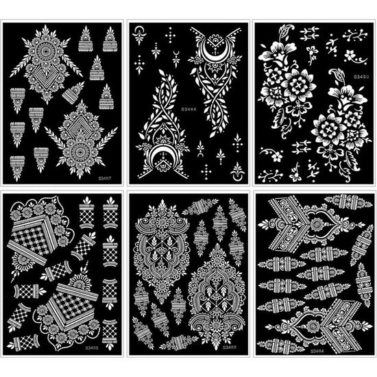 100 Pochoirs Tatouage Paillettes Dazzle Glitter - Noir - Temporaire - Neuf