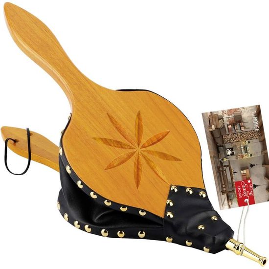 Amagabeli Soufflet de cheminée 43,2 x 19,1 cm Grand souffleur d'air en bois moulé pour camping, barbecue, cheminée, pompe à main, barbecue, outils de feu avec sangle de suspension (noir