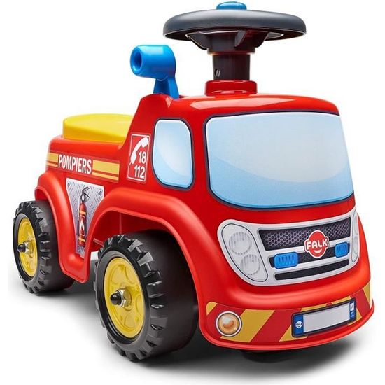 Porteur camion de pompier - trotteur avec klaxon, levier sonore et coffre - idee cadeau bébé enfant noel voiture marcheur jouet
