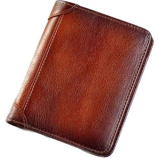 Rustic Town Portefeuille Homme en Cuir - RFID Blocage, Porte Monnaie, Fentes, Etuis pour Carte, Poche à Monnaie, Cadeau Un Anniversaire pour Amis et Parents (Marron