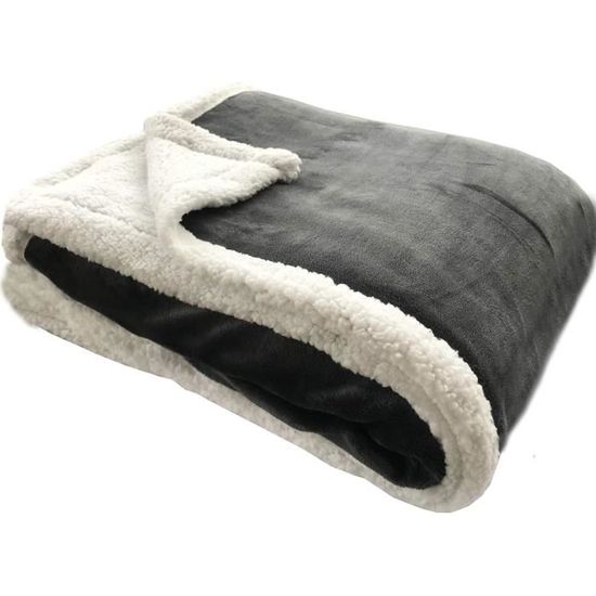 Couverture en Fourrure de Lapin Synthétique Noir 150 x 220 cm | Leroy