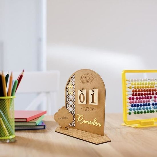 Calendrier Compte à Rebours Ramadan En Bois | Décoration 30 Jours Jusqu'à L'Aïd | 20x15cm | Cadeau Enfant