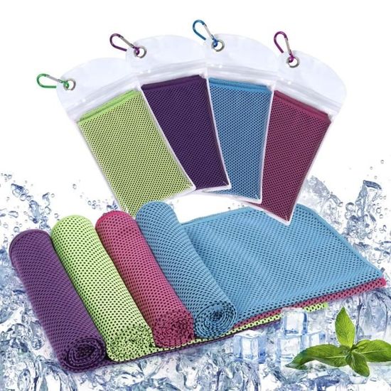 Lot De 4 Serviettes De Refroidissement Sport - Rafraîchissantes, En Polyester, Made In Germany