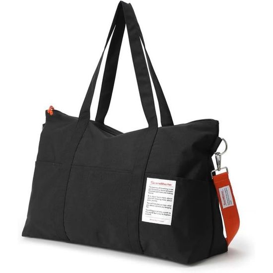 Mini Sac De Sport Pliable 18L Pour Femme - Sac De Voyage Léger, Sac De Plage - Bandoulière Réglable - Noir - 35x20x20 Cm