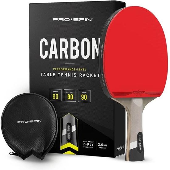 Raquette De Tennis De Table Offensive 7 Plis – Bois, Caoutchouc, Manche Long, 200g, Sac Inclus