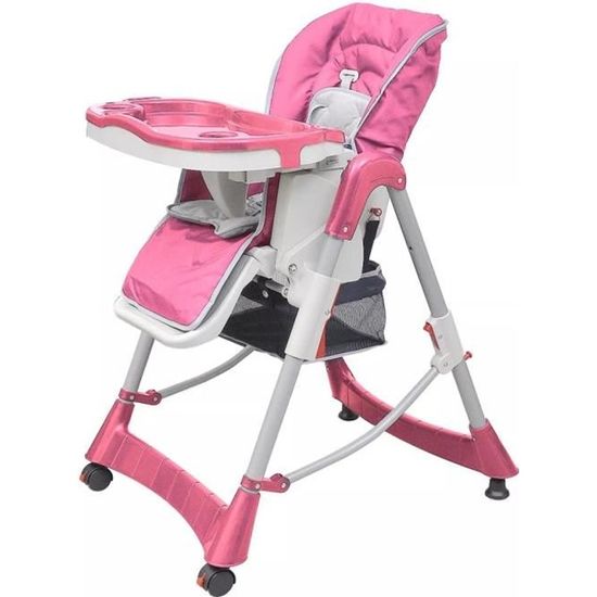 Chaise haute Deluxe et Réhausseur bébé couleur Rose
