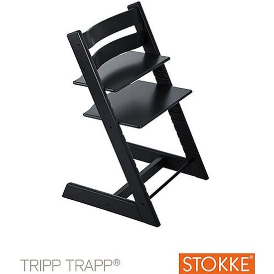 Chaise - STOKKE - Tripp Trapp - Bois de hêtre - Noir - Pour enfant