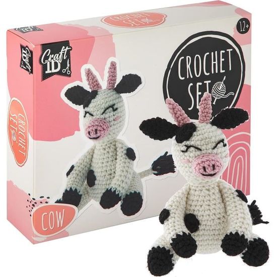Kit De Crochet Débutant - Projet Vache En Peluche - Tutoriel Vidéo Inclus - Loisir Créatif Enfant Adulte
