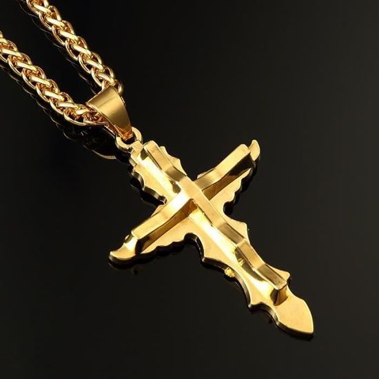 Collier Pendentif Hameçon Gravé Pour Hommes - Style Hip-hop Rock, Acier Au Titane, Cadeau Déco - 6