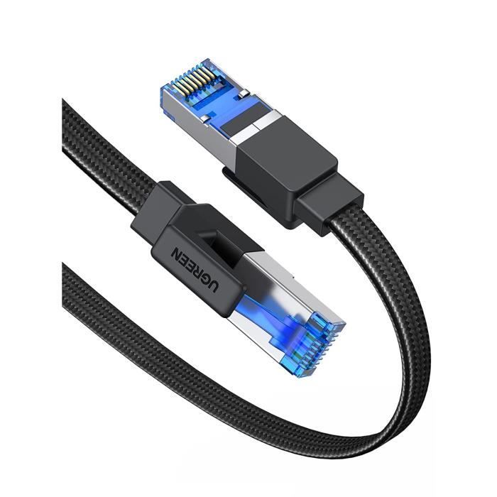 Cat 8 Plat Câble Réseau RJ45 Nylon Tressé 26AWG Super Débit