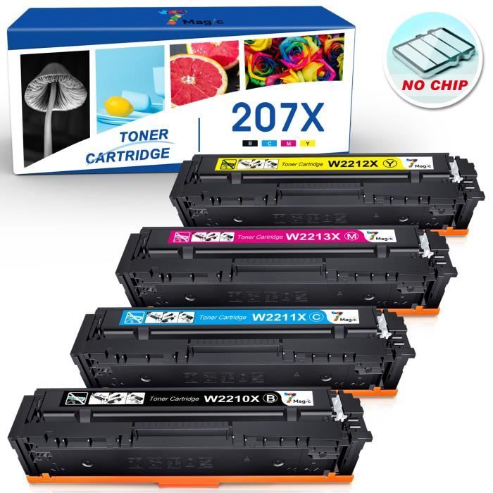 M4U SM4Y 207A Cartouches De Toner 4 Packs (noir, Cyan, Jaune, Magenta) - Compatible HP Color LaserJet Pro M283fdw, M255dw, Etc. - Haute Capacité, Puce Mise à Jour