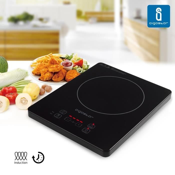 Aigostar Blackfire 30IAV – Plaque à induction portable, 2000W. Tactile, programmable, 10 puissances. Design exclusif.