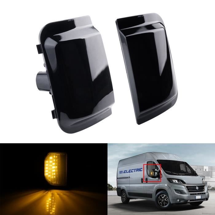 2x LED Miroir Clignotant rétroviseur lentille noire Pour Citroën Jumper Fiat Ducato 250 Boxer 2006+