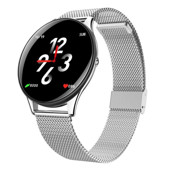 Montre Intelligente activité imperméable à l'eau fitness acier bande - Argent