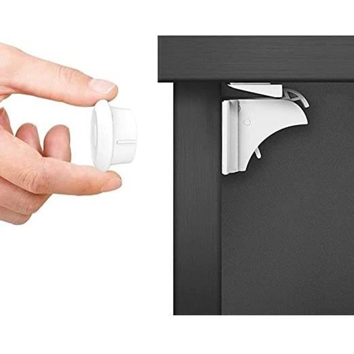 Dokon Sécurité Bébé Bloque Porte, Tiroir, Armoires - (10 serrures + 2 Clés), Verrous Magnétique
