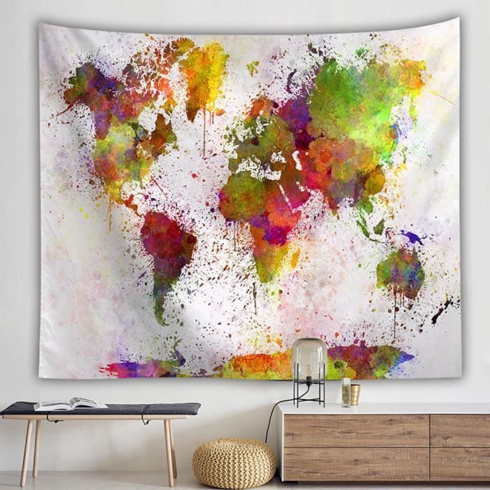 Vintage carte du monde tapisseries murales suspendus Hippie tapisserie couvre-lit tapis de Yoga nouveau tout1792