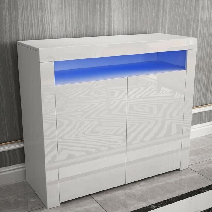 Buffet bas contemporain blanc laqué brillant 100 cm